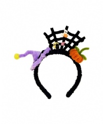 Pipe Cleaner DIY Purple-Black Halloween Spider Web Themed Headband set