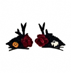 Pipe Cleaner DIY Plush Pointed Halloween Fluff Flower Pair Hair Clips Set